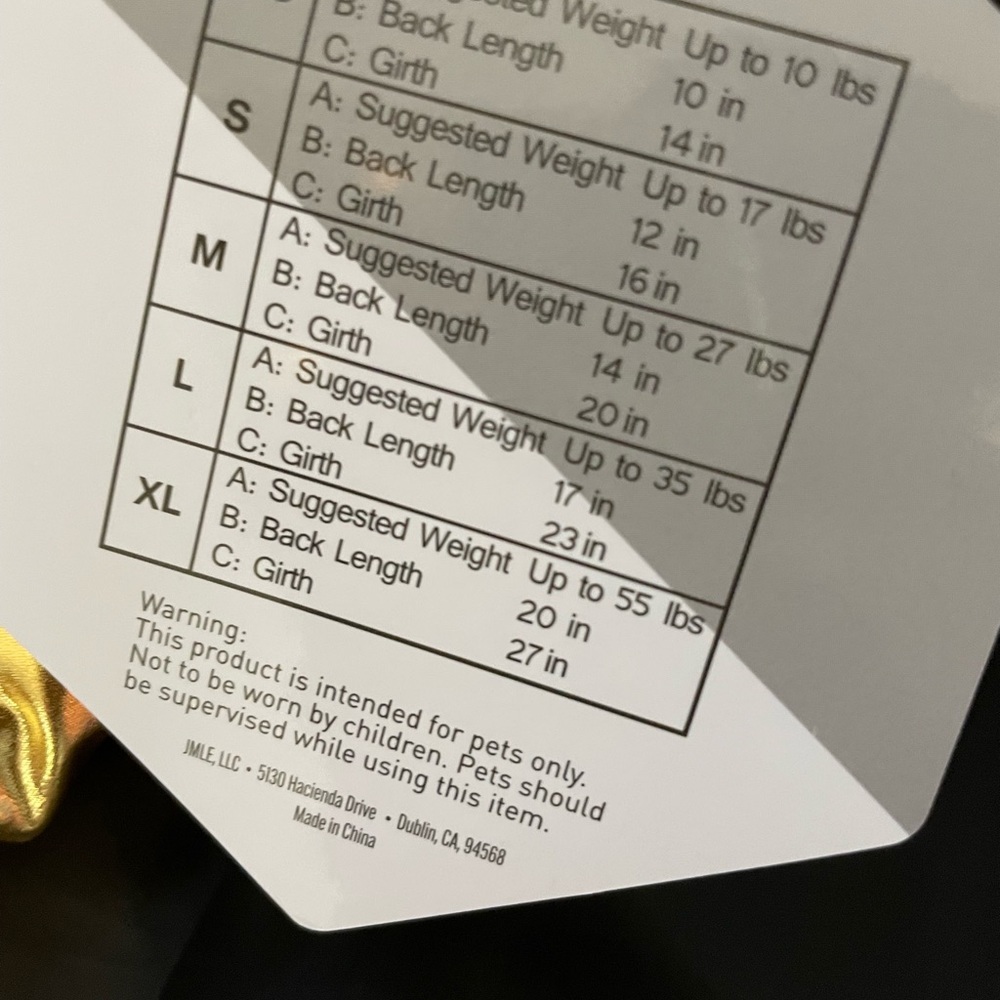 Gold pet jacket vest - Picture 5 of 5